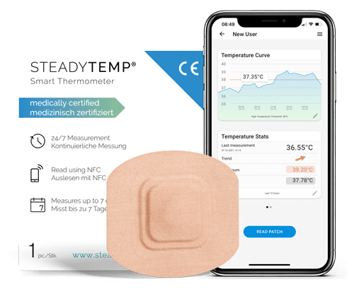 Smartphone with STEADYTEMP® app open shows a temperature curve